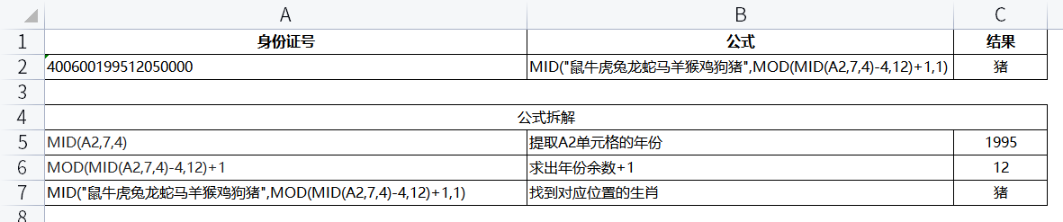 WPS如何在表格中根据身份证提取生肖？