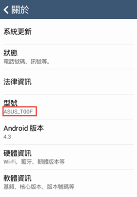 华硕Zenfone/Padfone/Fonepad怎么查看型号？